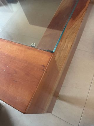 Mesa de centro madera cerezo con ruedas