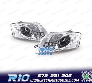 FAROS AUDI TT 98-05 LUZ DIURNA LED FONDO CROMO