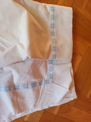Sábanas algodón antiguas bordadas