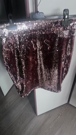 Gonna donna paillettes marrone oro