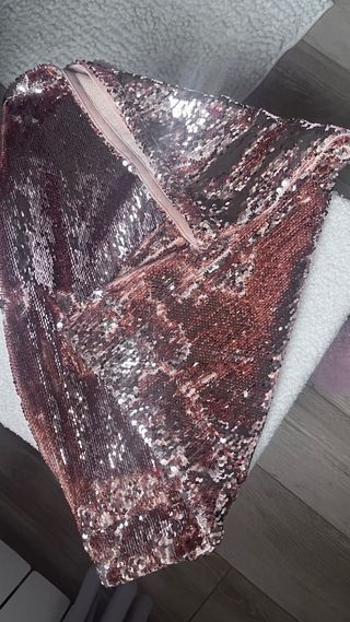 Gonna donna paillettes marrone oro