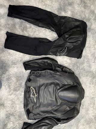 Tuta moto Alpinestars pelle nera