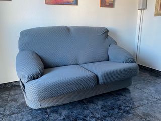 Sofá de 2 plazas con funda gris