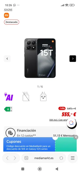 Xiaomi 15T 256GB Negro