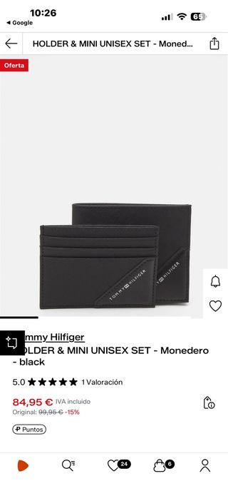 Set Tommy Hilfiger Cartera y Tarjetero Negro