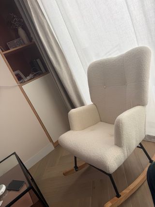 Silla Mecedora HOMCOM Borreguito Crema