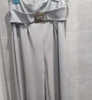 Pantalón Palazzo Gris con Cinturón