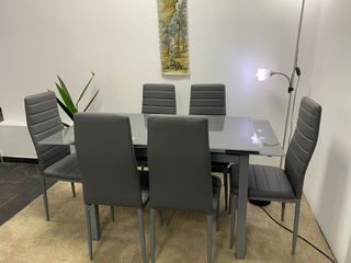 Comedor extensible + 6 sillas gris- envio gratis