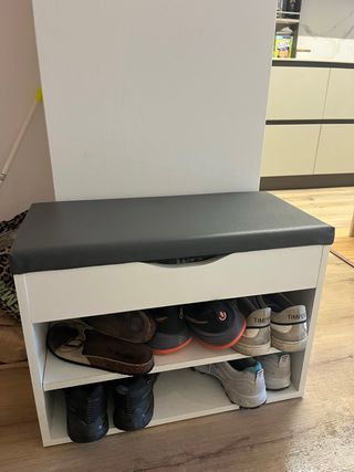 Zapatero banco con almacenaje blanco