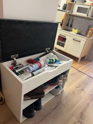 Zapatero banco con almacenaje blanco