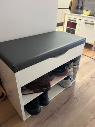 Zapatero banco con almacenaje blanco