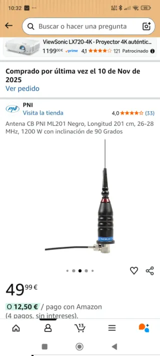 Antena CB PNI ML201 1200W Negra