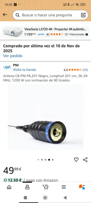 Antena CB PNI ML201 1200W Negra