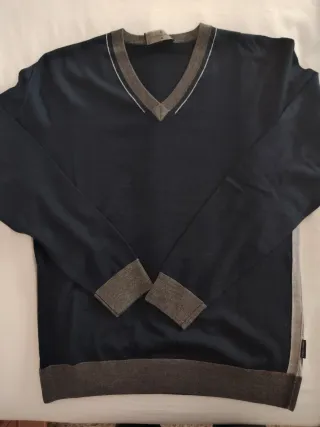 Jersey Roberto Verino V-neck Gris y Azul