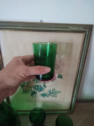Set Brocca e Bicchieri Vetro Verde