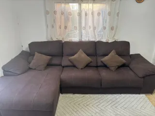 Sofá modular marrón tela y ante