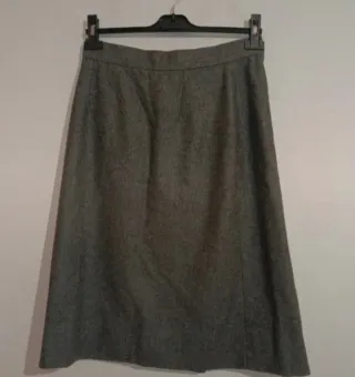 Gonna media lunga grigia lana vintage