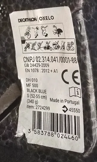 Casco Oxelo Talla S Negro