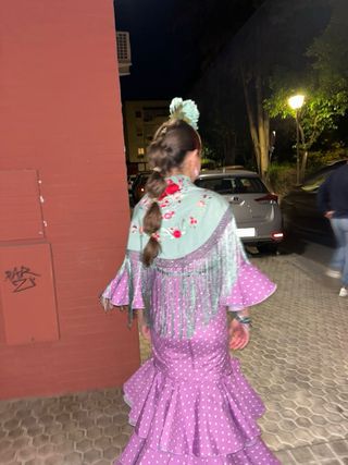 Traje Flamenca Niña Lila con Lunares