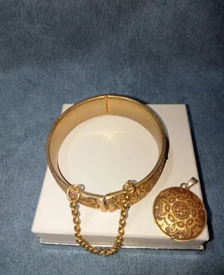 Bracciale e ciondolo Toledo damascena oro anni 70