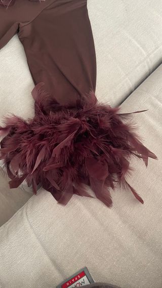 Blusa manga larga con plumas