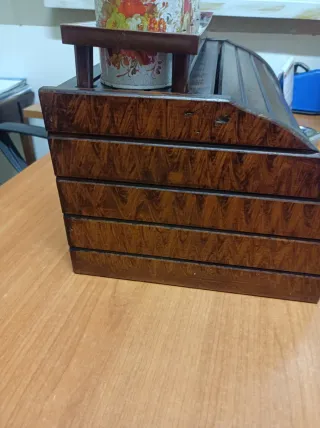 Porta pane vintage legno con 4 barattoli in latta