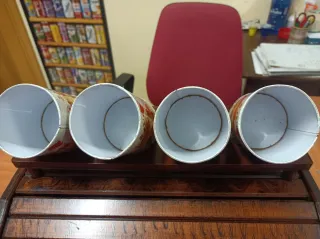 Porta pane vintage legno con 4 barattoli in latta