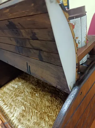 Porta pane vintage legno con 4 barattoli in latta