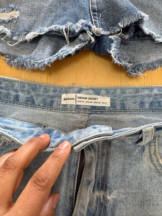 Falda pantalón vaquera desgastada