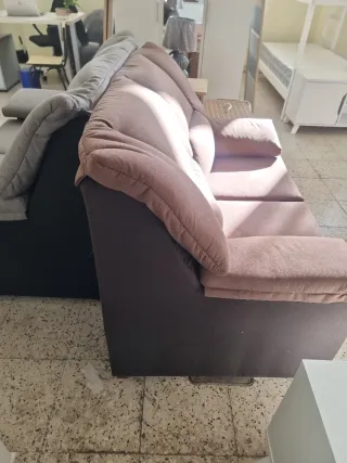 Sofá 2 plazas marrón tela