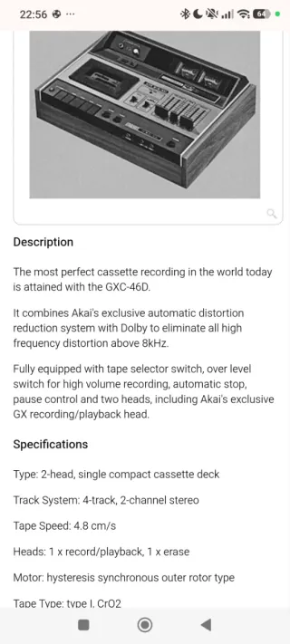 Pletina de casette vintage Akai GXC-46D