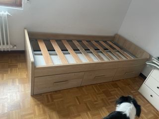 Cama 90 con cajones madera y metal