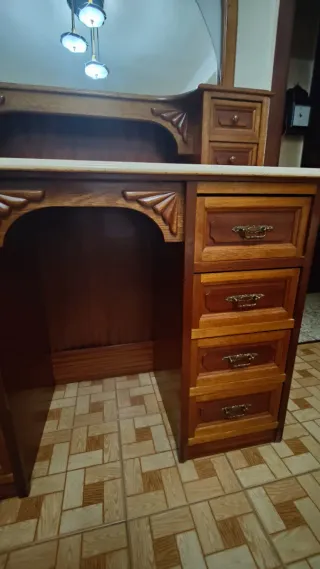 Tocador Clásico Madera Encimera Mármol Espejo rega