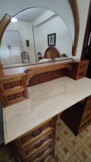 Tocador Clásico Madera Encimera Mármol Espejo rega