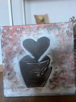 Cuadro acrílico corazón en taza