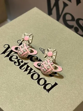 Pendientes Vivienne Westwood Orb Rosa Plata