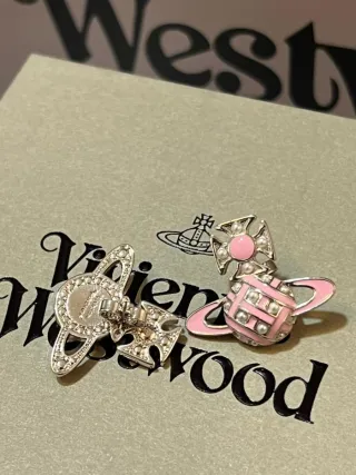 Pendientes Vivienne Westwood Orb Rosa Plata