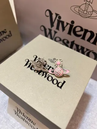 Pendientes Vivienne Westwood Orb Rosa Plata