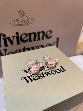 Pendientes Vivienne Westwood Orb Rosa Plata