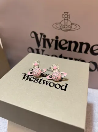 Pendientes Vivienne Westwood Orb Rosa Plata