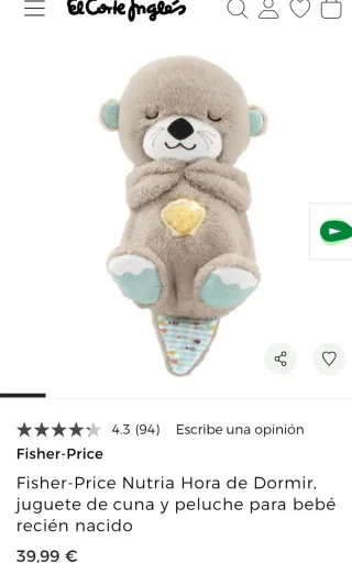 Nutria sensorial bebé peluche suave Fisher Price