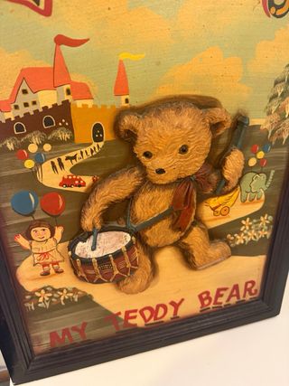 Cuadro Madera Vintage Oso en Relieve 40x60 MyTeddy