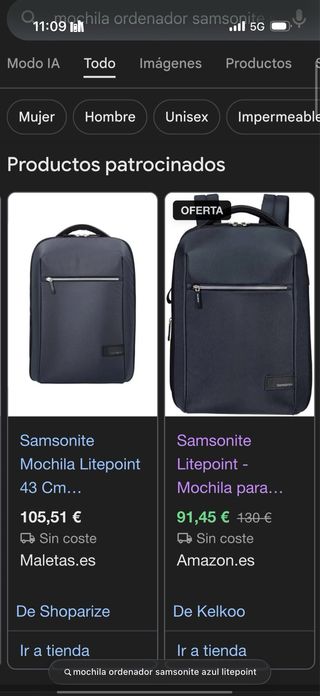 Mochila Samsonite Litepoint Ordenador Azul