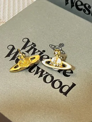 Pendientes Vivienne Westwood Orb Dorados Blancos