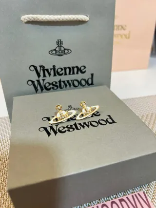 Pendientes Vivienne Westwood Orb Dorados Blancos
