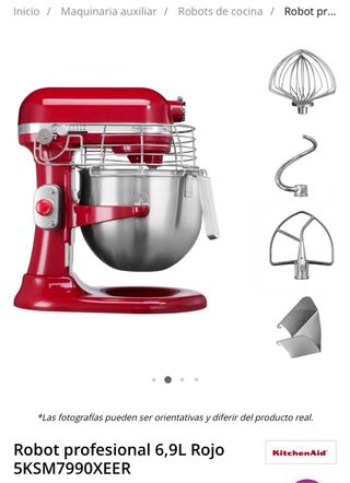 Robot Cocina Profesional KitchenAid 6,9L Rojo