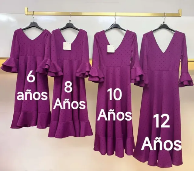 Vestido de niña morado con lunares