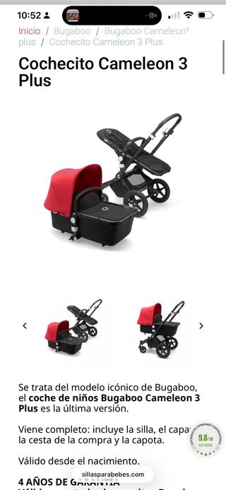Cochecito Bugaboo Cameleon 3 Plus Rojo