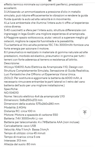 RC Crawler 1/10 4x4 104026 Rosso