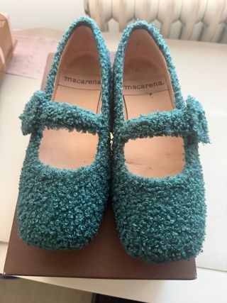 Manoletinas Macarena Teal Usadas 2 Veces